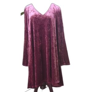 Purple Velvet stretchy Tunic dress with Bell Sleeves size XL